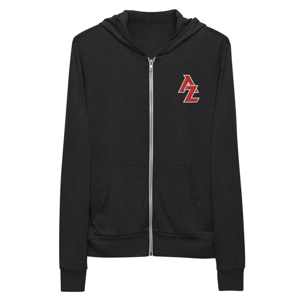 AZ Embroidered Black Unisex zip hoodie